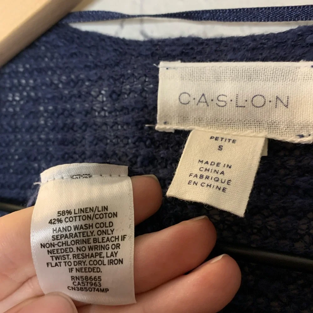 Caslon Waterfall Cardigan Navy Size Small Petite NWOT